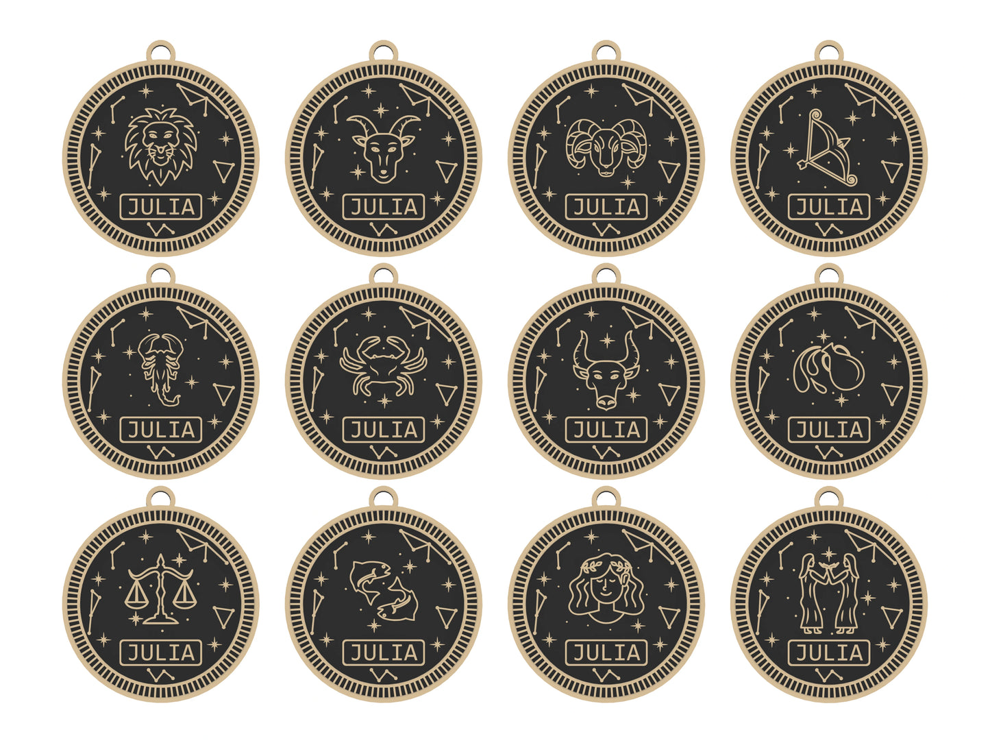 3D-Namensschild mit Sternzeichen